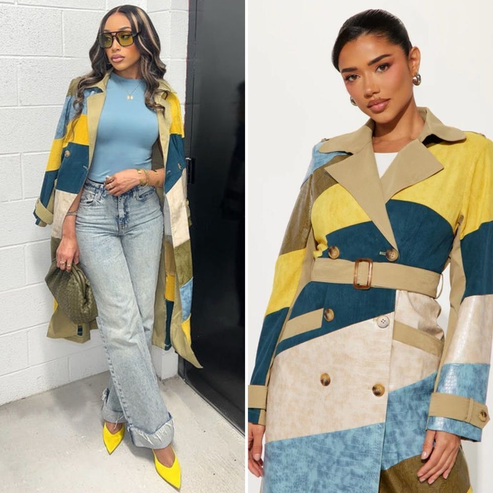 Fashion Nova Venom Vibes Faux Leather & Suede Jacket In Teal Combo - Picture 2 of 10